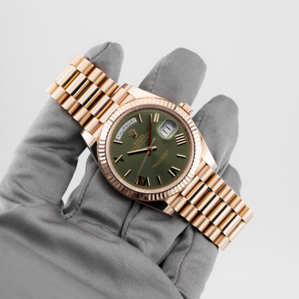 ROLEX DAY-DATE 40 ORO ROSA REF. 228235 VERDE FULL SET - immagine 2