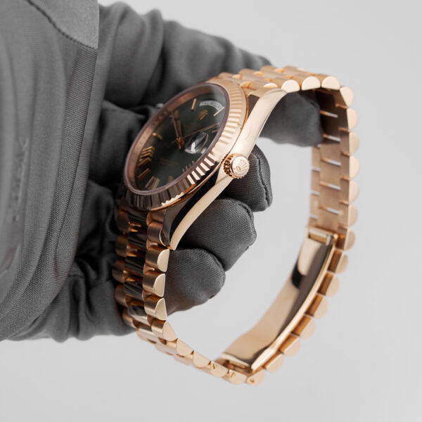 ROLEX DAY-DATE 40 ORO ROSA REF. 228235 VERDE FULL SET - immagine 4