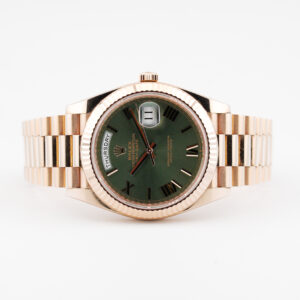ROLEX DAY-DATE 40 ROSE GOLD REF. 228235 OLIVE GREEN FULL SET